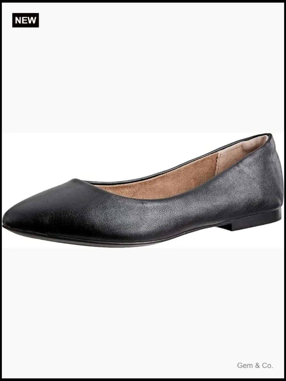 Women's Pointed-Toe Ballet Flats - Faux Leather, Comfort Insole